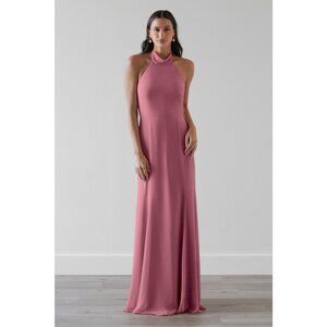 WTOO Bruna. Rose Long Chiffon Halter Aline Dress. Size XL (14/16)